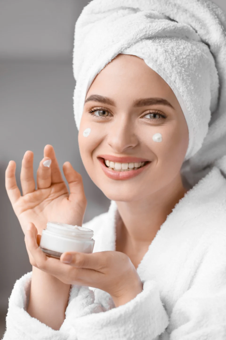 Woman checking her skin